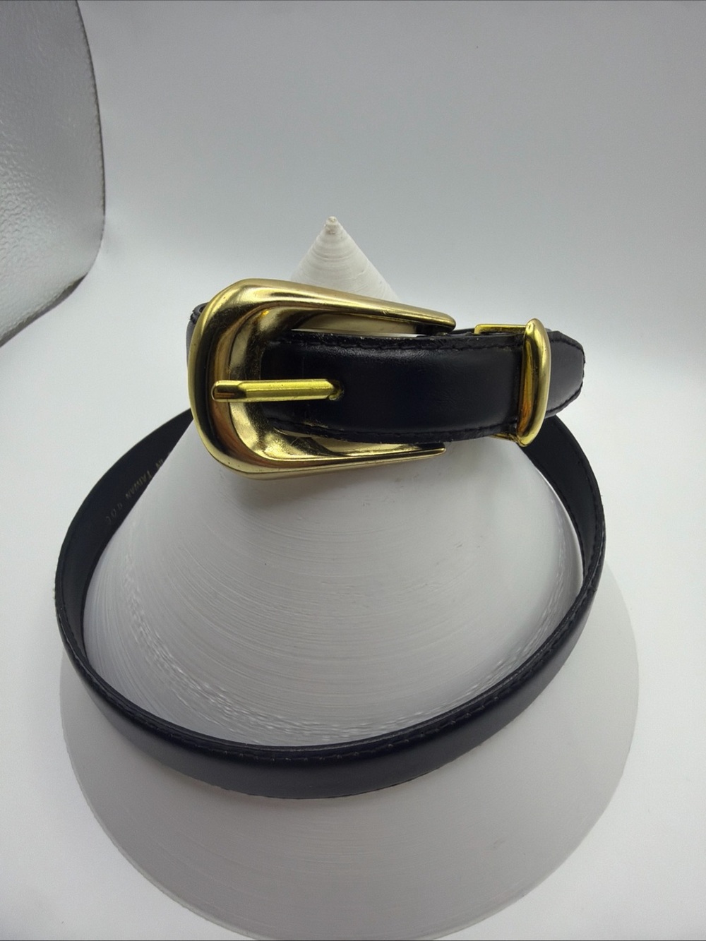 Vintage R&R Black Genuine Leather Suede Belt Gold Tone Buckle Women's Size M